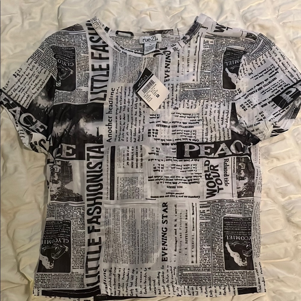 Rue21 Newspaper Print T-Shirt
